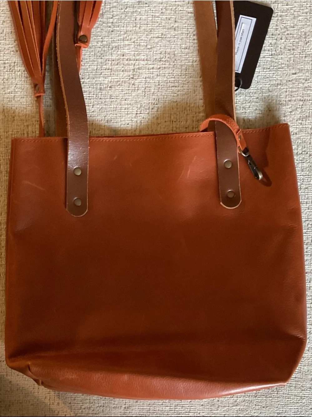 Hides Leather Tote Bag Hazelnut Brown Tassels NWT - Picture 9 of 13